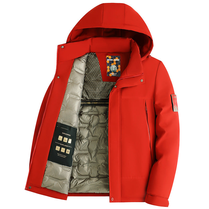 Men's Padded Hoodie Jacket with 3D Quilted Lining and Water-Repellent Outer Shell Chichicherry