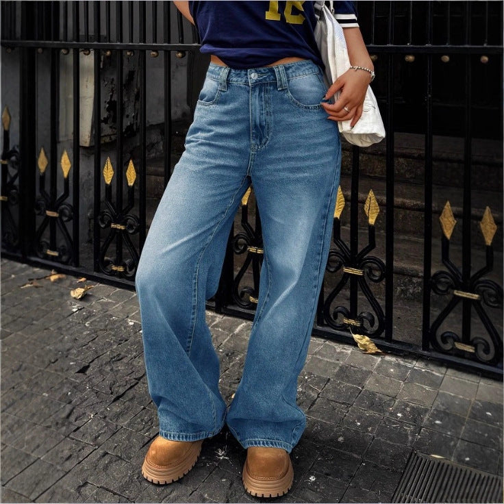 Women's High-Waist Wide Denim Pants with Palazzo Cut Chichicherry