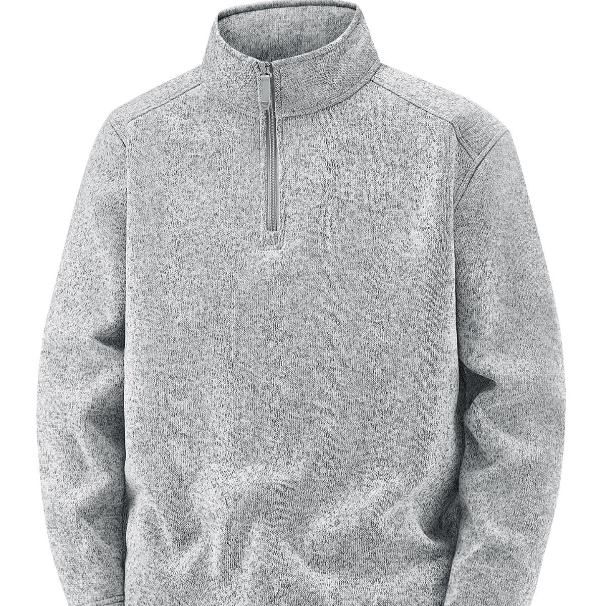 Men's Thermal Knit Fleece Pullover with Half Zip and Stand-up Collar Chichicherry