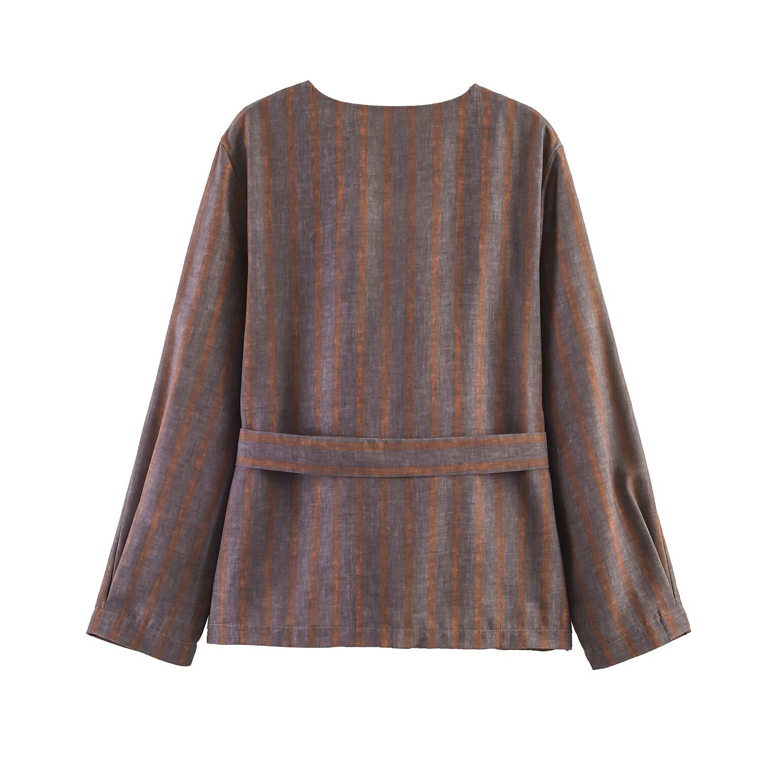 Women's Striped Linen Kimono with Ties Chichicherry