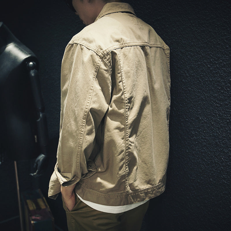 Herren Utility-Hemdjacke aus Canvas mit Pattentaschen und durchgehender Knopfleiste Chichicherry