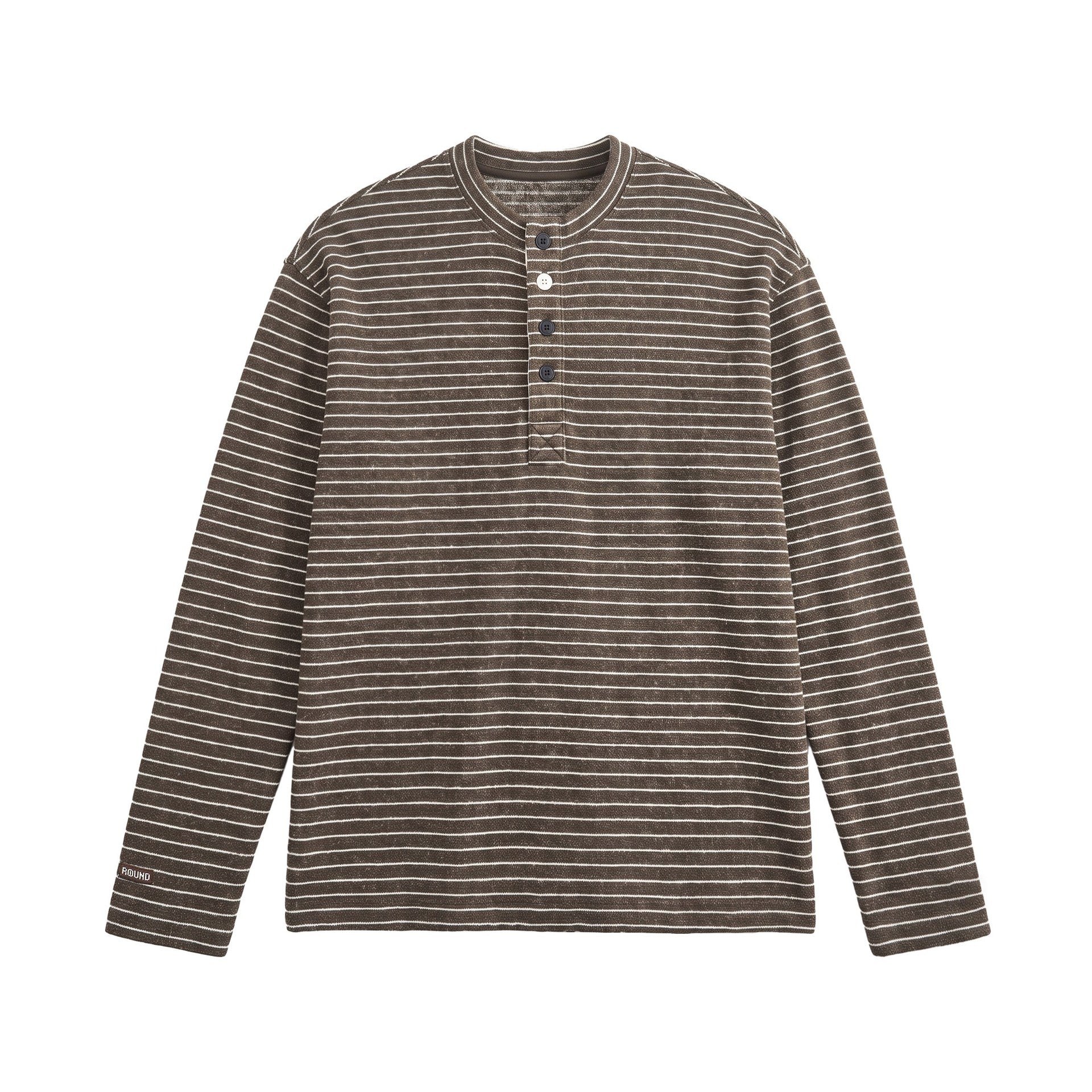 Men's Long Sleeve Henley Shirt in Fine Knit with Stripe Structure Chichicherry