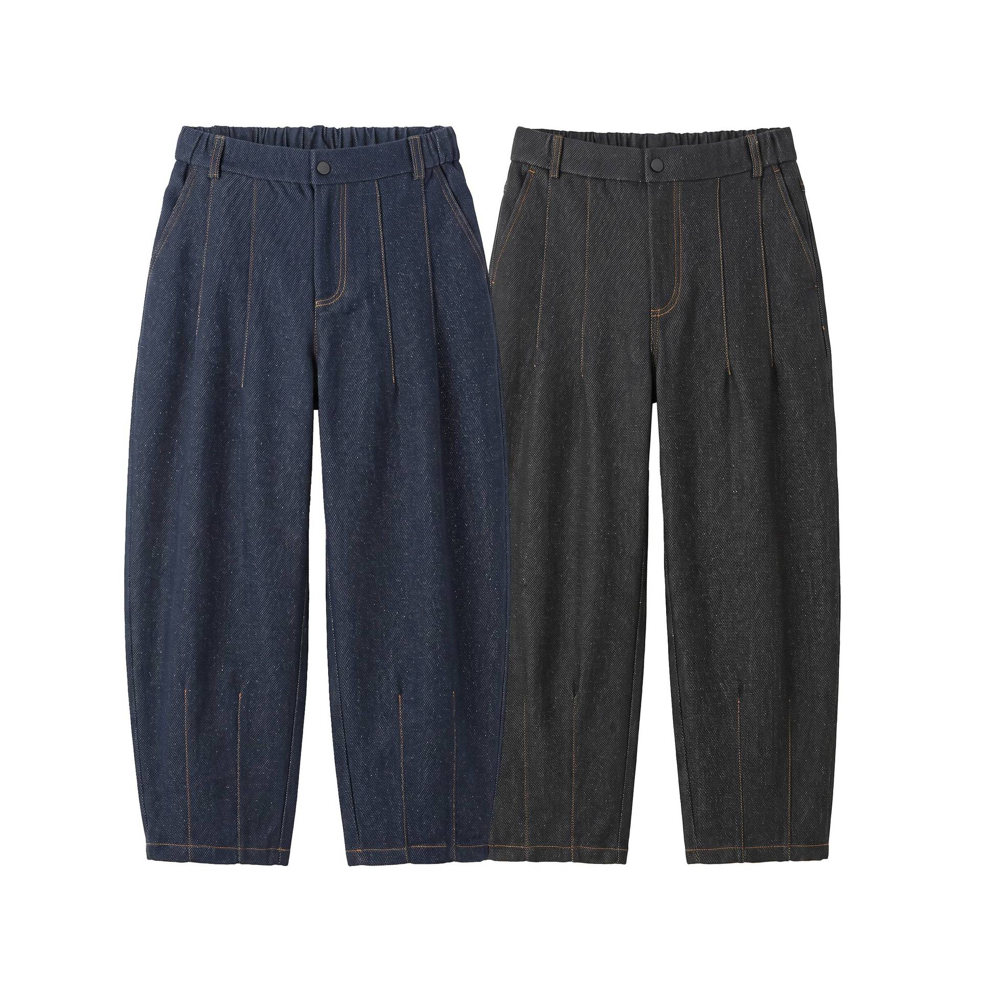 Women's High-waisted Wide Culotte Pants with Crease and Elastic Back Chichicherry