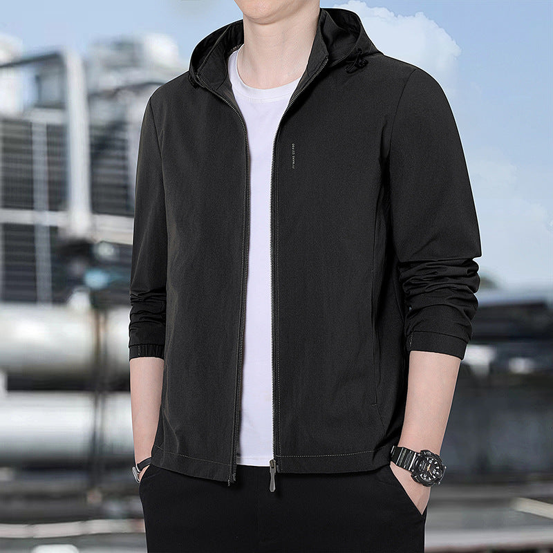 Men's hooded softshell jacket with checked lining, windproof and lightly padded Chichicherry