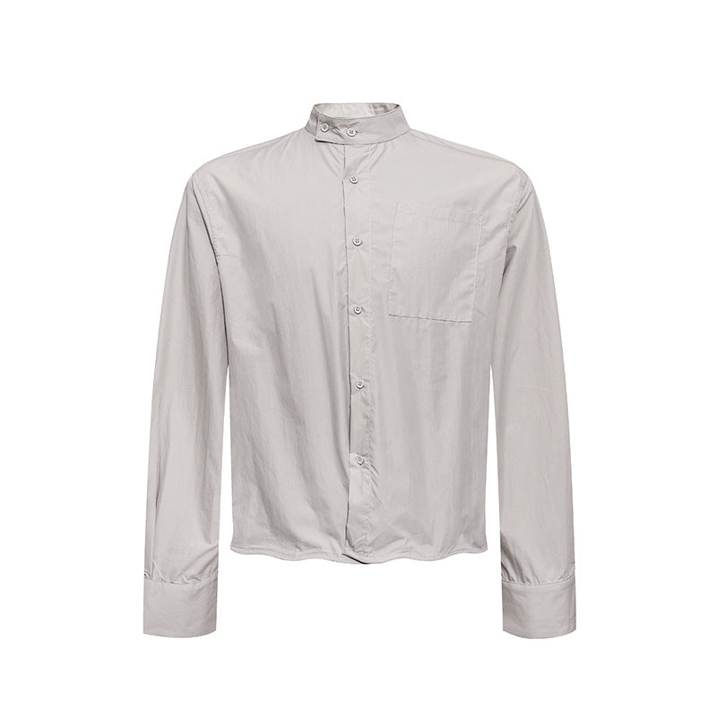 Men's shirt with stand-up collar, chest pocket and relaxed fit Chichicherry