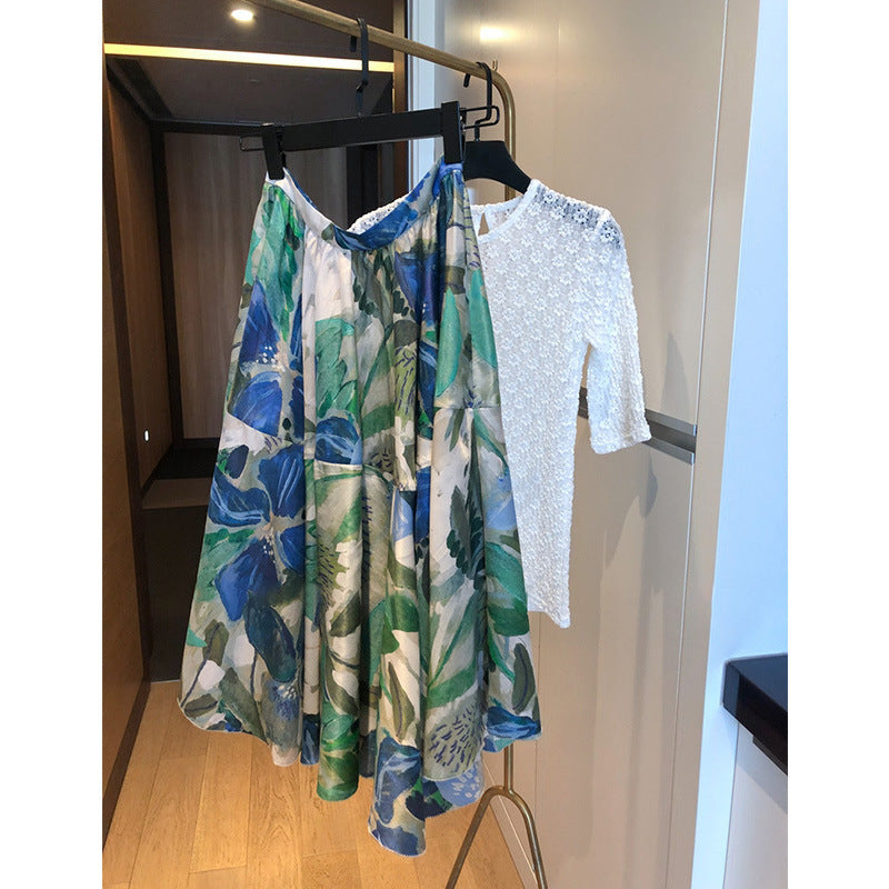 Ladies Elegant and Airy Blouse Combination with Maxi Skirt Drune