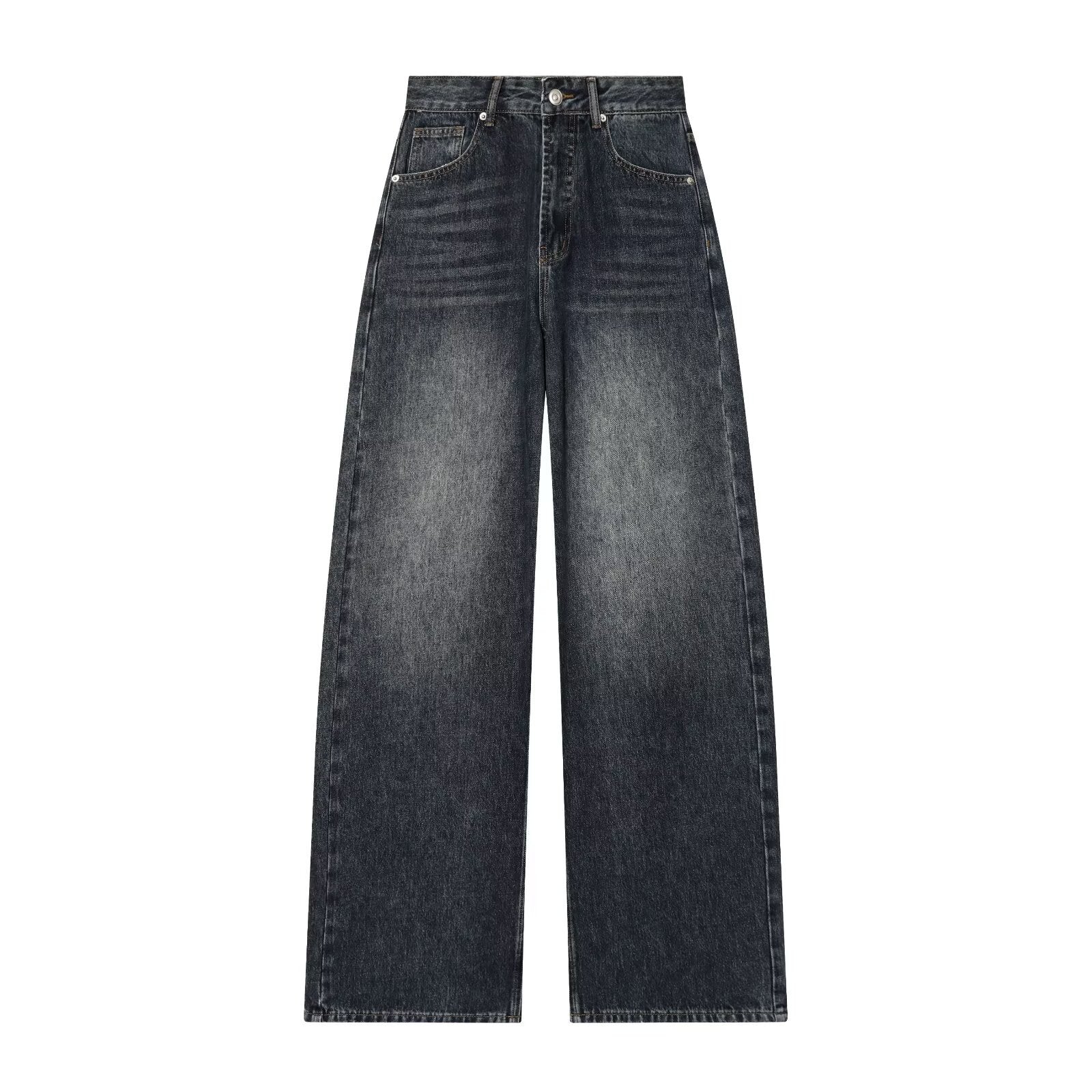 Women's High-Waisted Jeans with Wide Leg and Straight Cut Chichicherry