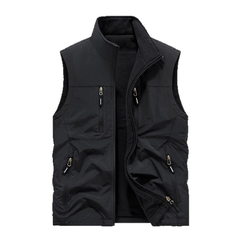 Men's Insulated Outdoor Thermal Vest with Fleece Lining, Zipper Pockets & Windproof Exterior Chichicherry