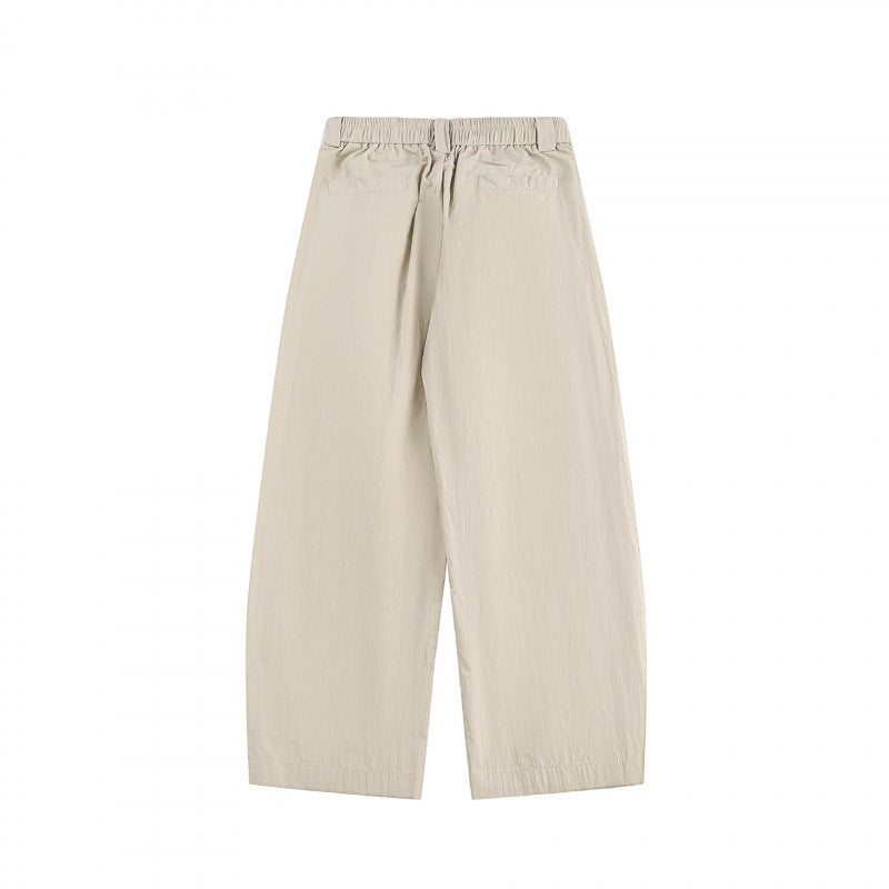 Women's wide high-waisted culotte pants with pleats, elastic waistband, and side pockets Chichicherry