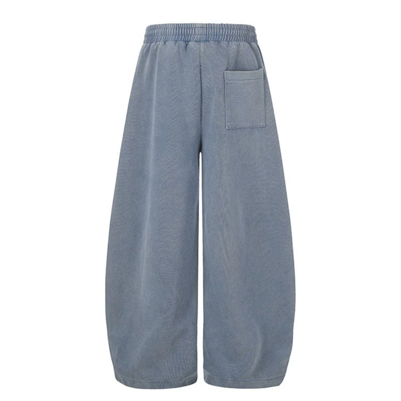 Women's extra-wide palazzo harem pants made of sweatshirt fabric with a high comfort waistband, drawstring, and large graphic print Chichicherry