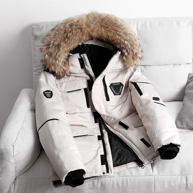 Men's sturdy winter parka with faux fur hood, padded thermal lining, and multifunction pockets Chichicherry
