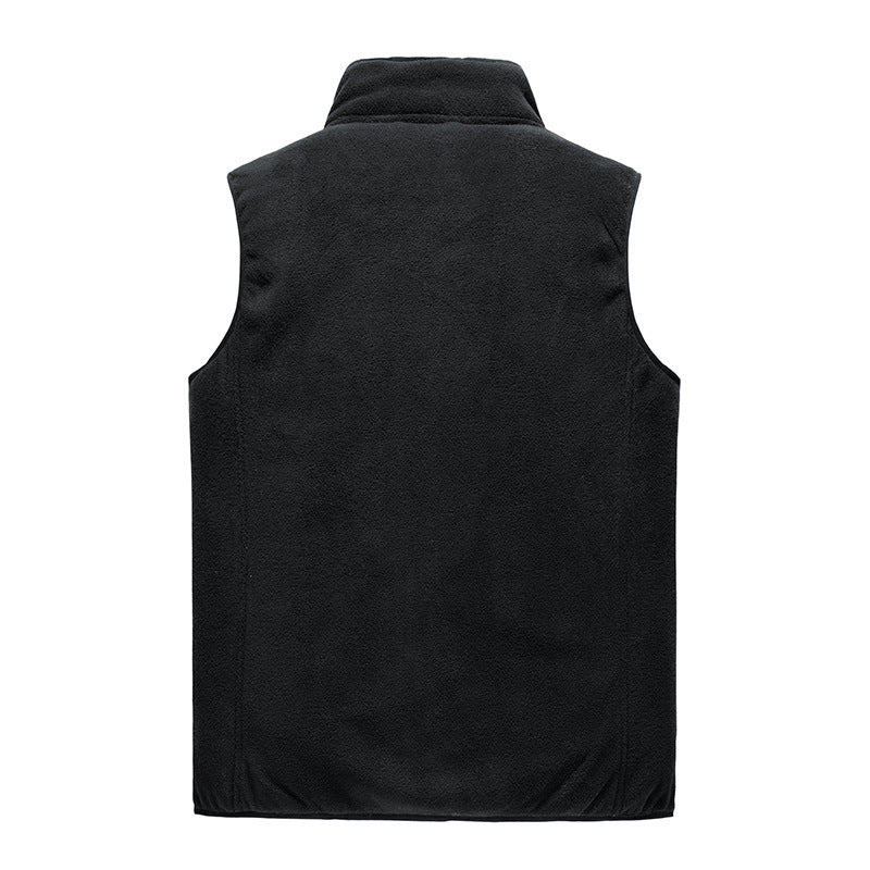 Men's Cozy Thermal Fleece Vest with Sherpa Lining, Stand-Up Collar and Zipper Closure