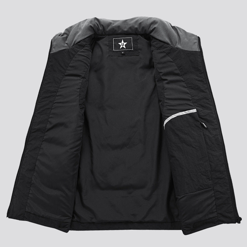 Men's Padded Utility Vest with Multiple Pockets and Badge Patches Chichicherry