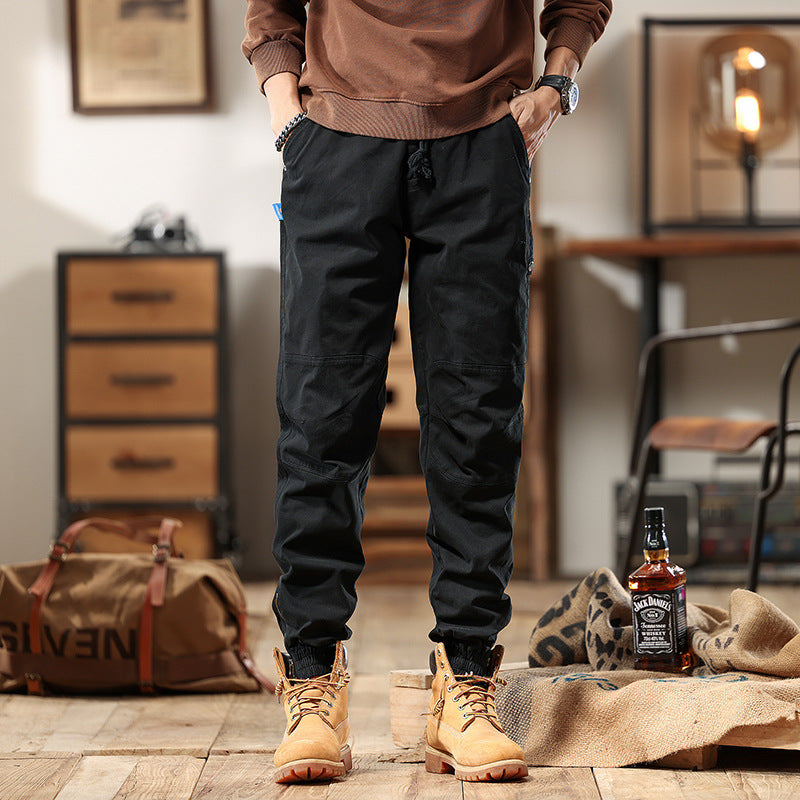 Men's Cargo Jogger Pants with Knee Inserts, Multi-Pockets and Elastic Hem Chichicherry