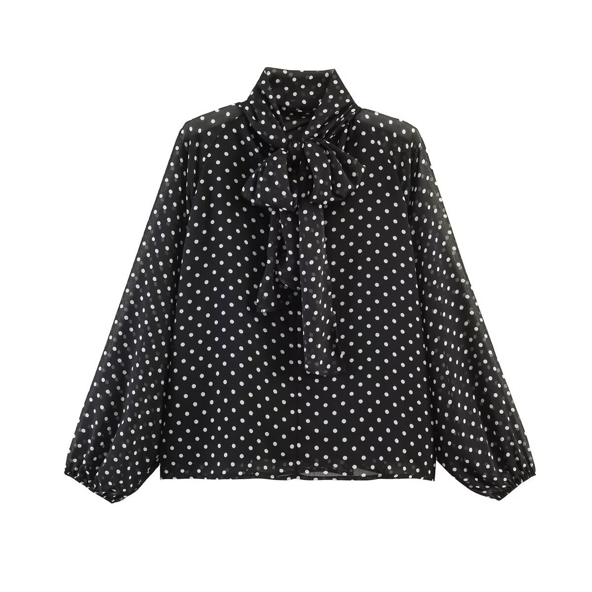 Women's chiffon blouse with bow collar and balloon sleeves Chichicherry