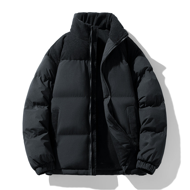 Men's quilted winter jacket with cord trim, high stand-up collar, and warm insulation Chichicherry