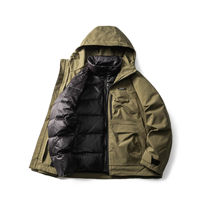 Men's Functional Outdoor Softshell Jacket with Hood and Multiple Pockets Chichicherry