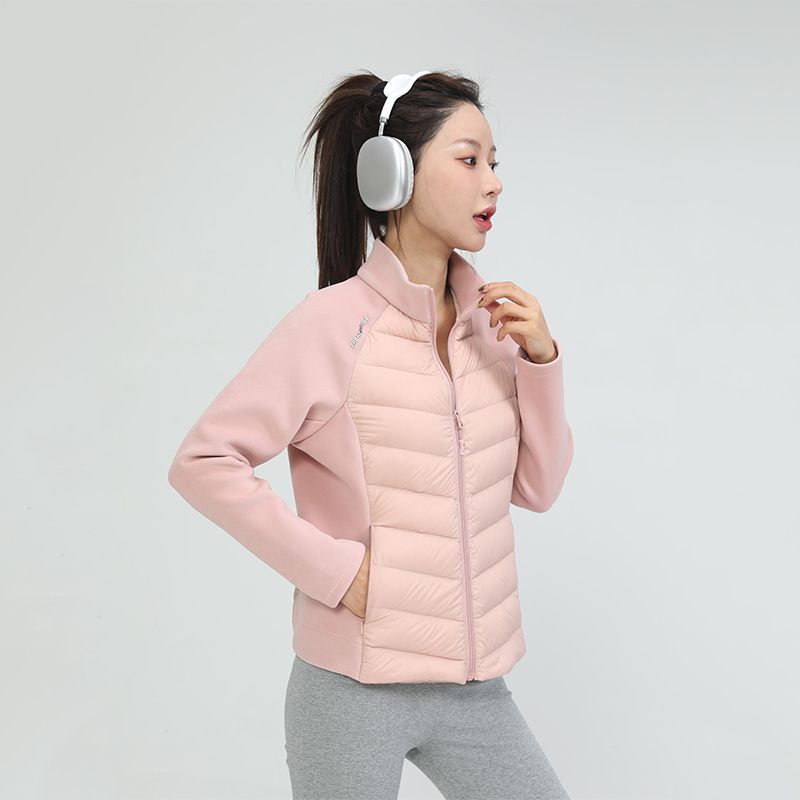 Women's hybrid padded jacket with fleece sleeves and stand-up collar Chichicherry