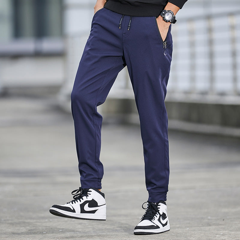 Men's Technical Softshell Jogging Pants with Water-Repellent Membrane, Zipper Pockets and Elastic Drawstring Waist Chichicherry