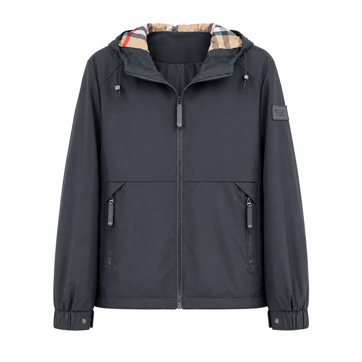Men's lightweight windproof softshell hooded jacket with checked lined hood Chichicherry