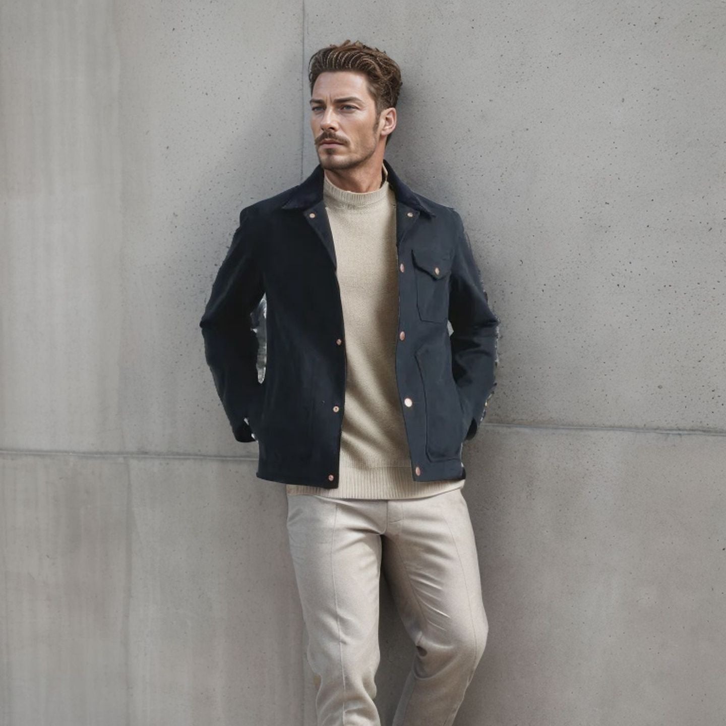 Herren robuste Canvas-Chorejacke mit Cordkragen und aufgesetzten Pattentaschen Chichicherry