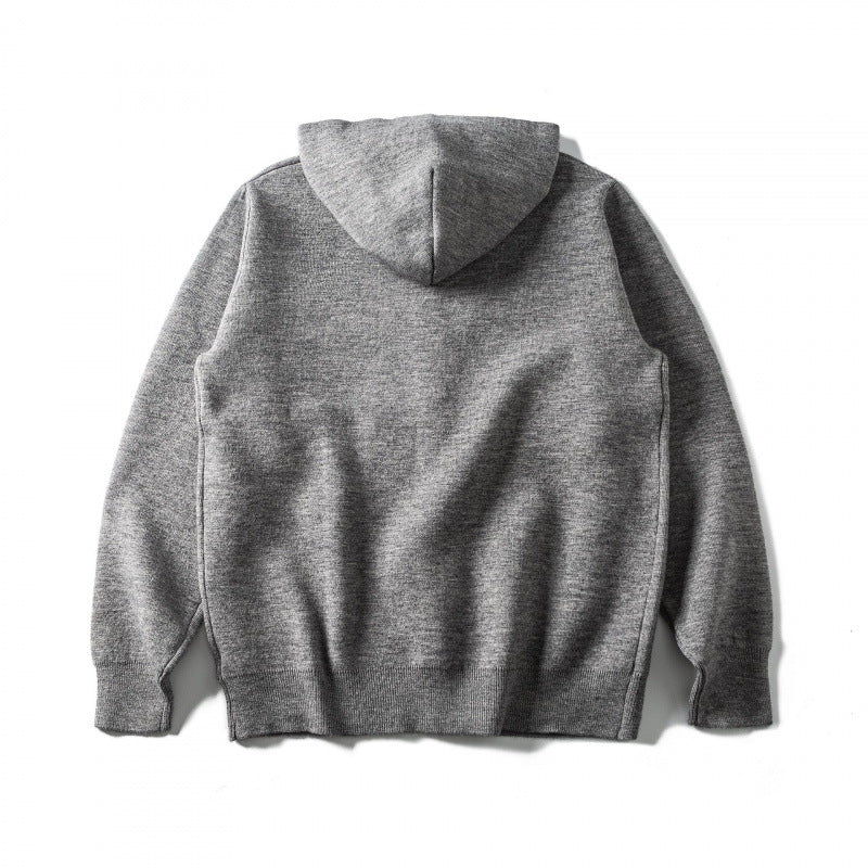 Unisex Hooded Knitted Cardigan with Continuous Button Placket and Ribbed Cuffs Chichicherry