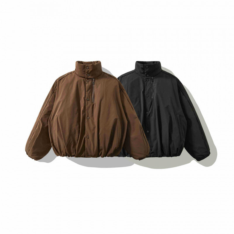 Unisex Oversized padded short jacket with high stand-up collar and elastic hems Chichicherry