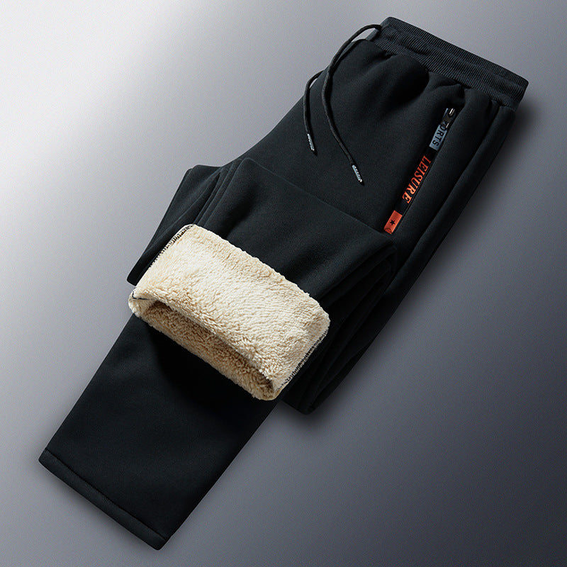 Men's Winter Fleece Jogging Pants with Teddy Lining, Elastic Waistband and Zipper Pockets Chichicherry