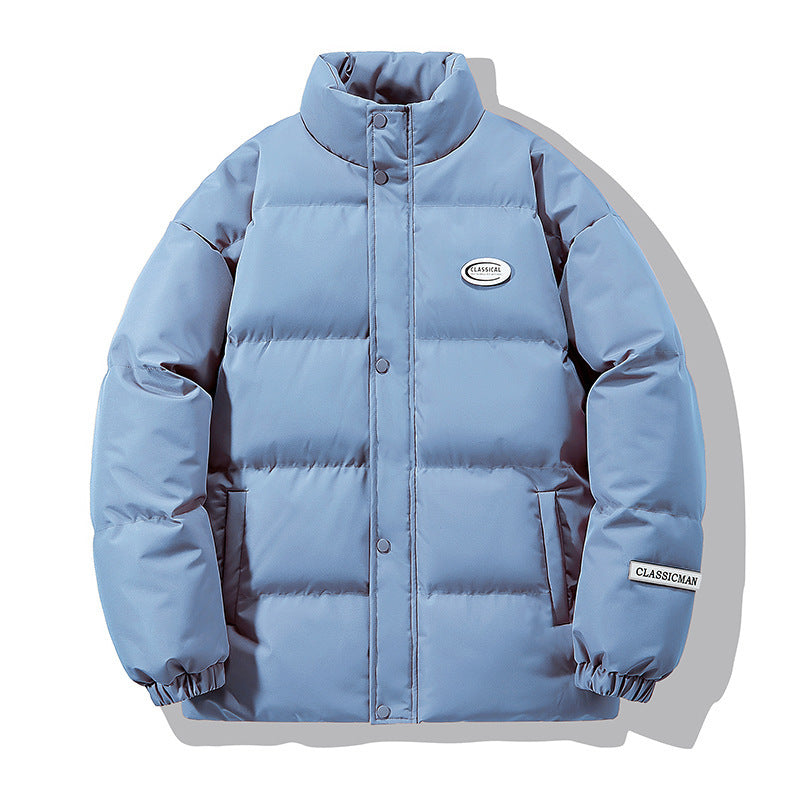 Men's oversized quilted jacket with high stand-up collar and snap button front Chichicherry