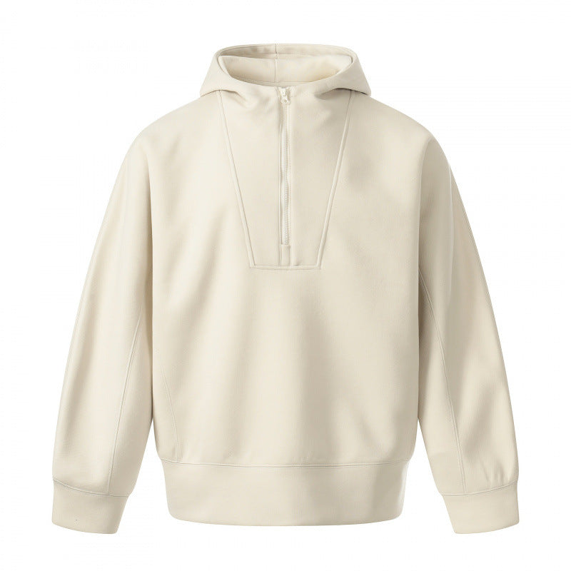 Men's Boxy Hoodie with Half Zipper, Reinforced Placket and Clean Minimal Design Chichicherry