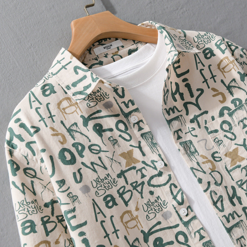 Men's overshirt in urban graffiti letter print made of cotton blend Chichicherry