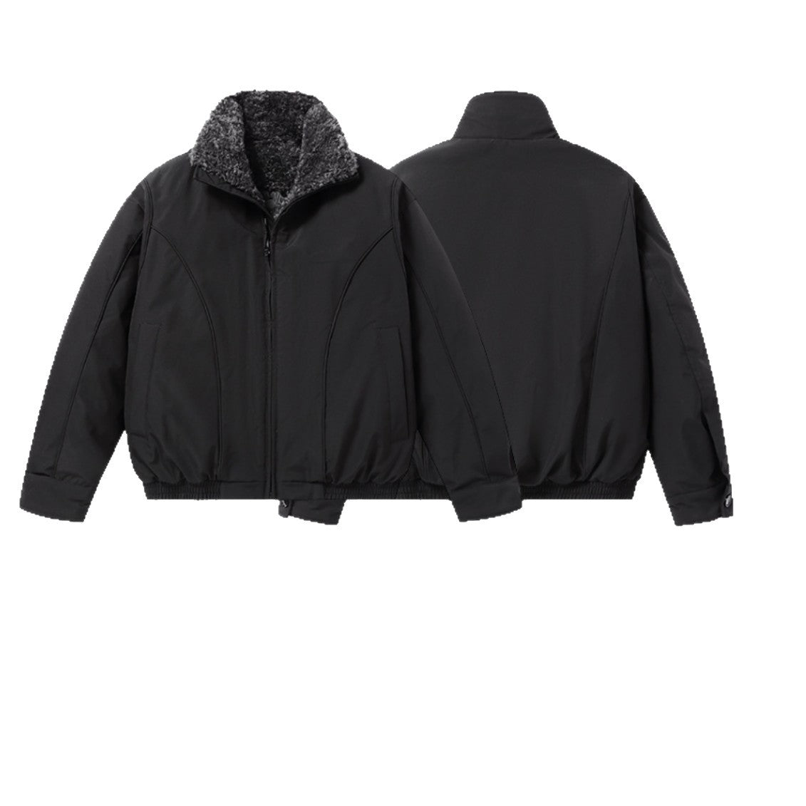 Men's short-cut thermal bomber jacket with high teddy collar Chichicherry