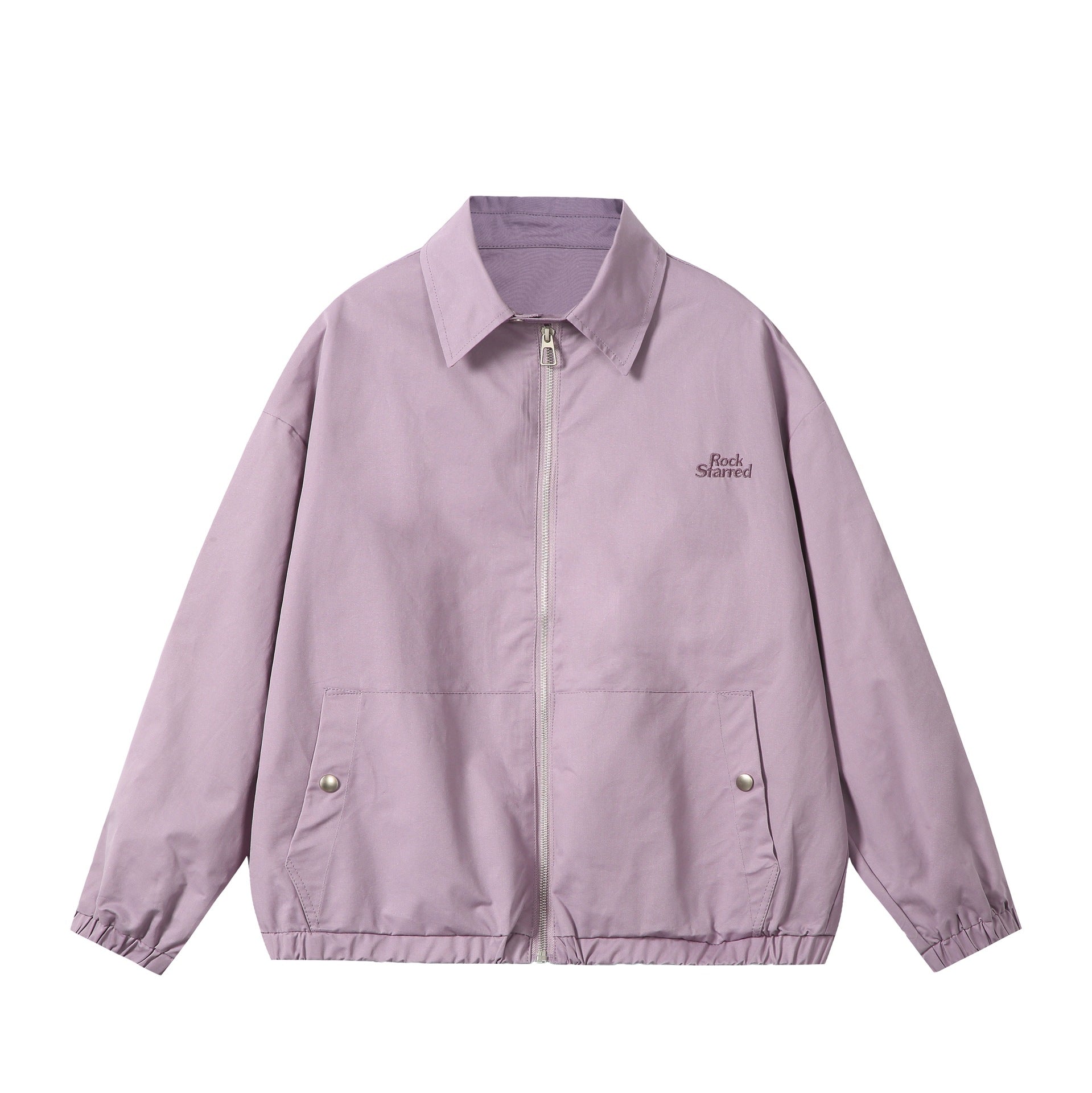 Unisex Lightweight Windbreaker with Shirt Collar, Zipper and Patch Pockets Chichicherry