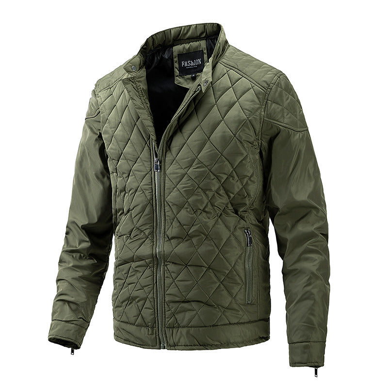 Men's quilted transitional jacket with diamond quilting, stand-up collar and zipper Chichicherry