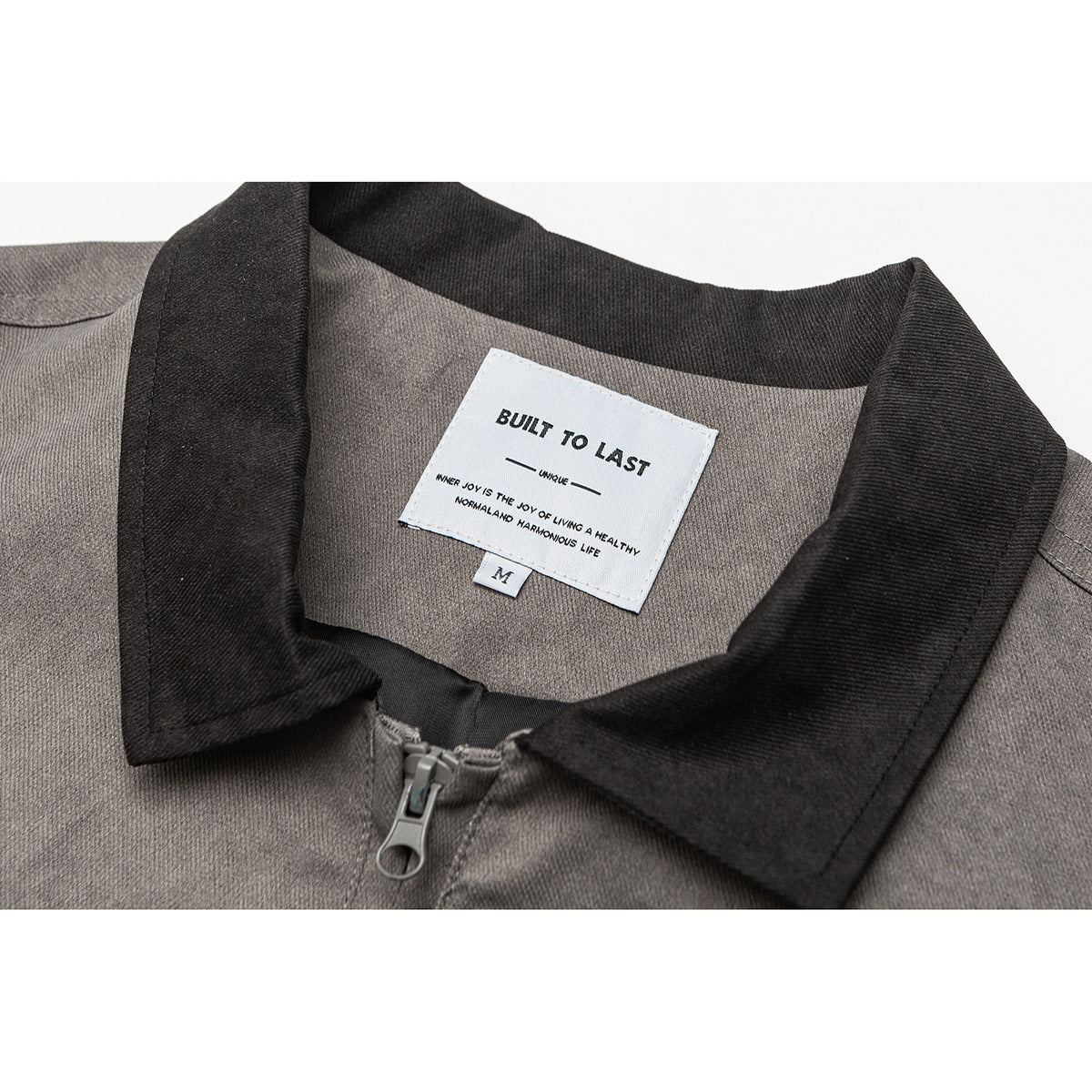 Men's Boxy Canvas Blouson Jacket in Utility Look with Cord Collar and Zip Chest Pockets Chichicherry