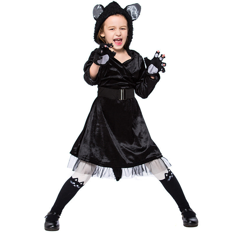 Girl's Cat Costume with Hood and Detailed Accessories Chichicherry