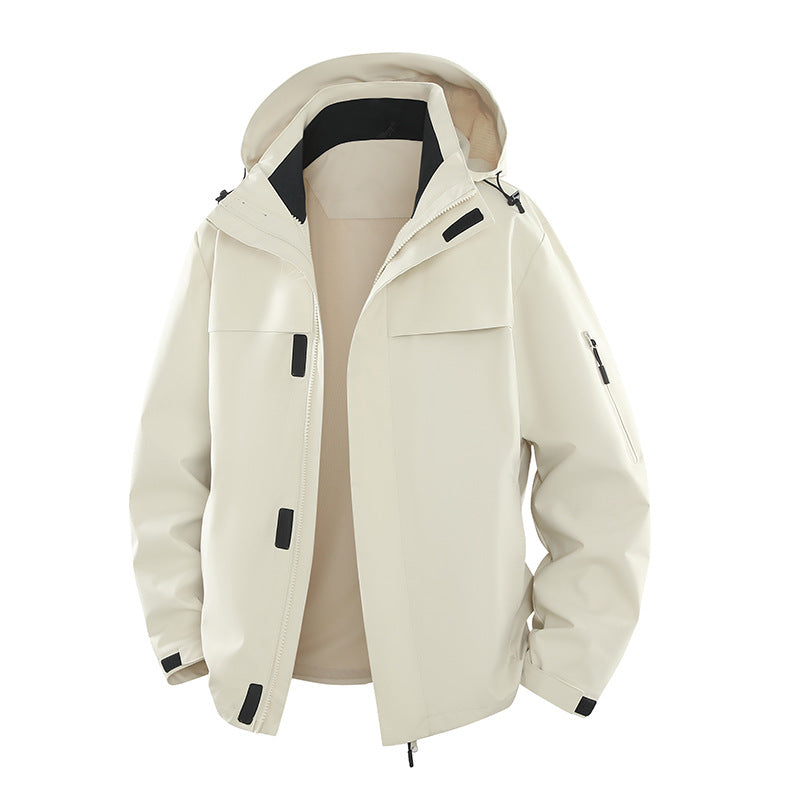 Men's Urban Softshell Outdoor Jacket with Hood, Concealed Zipper and Multiple Pockets Chichicherry