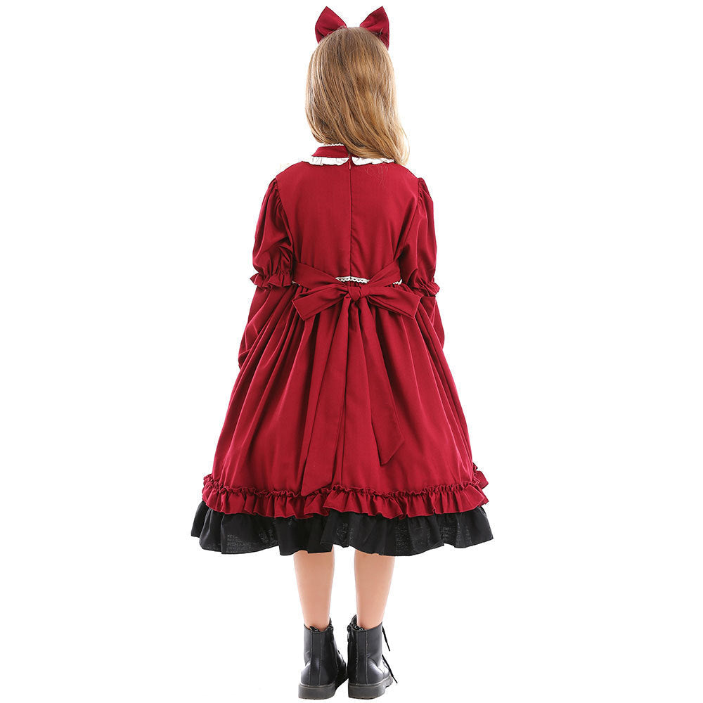 Girls Lolita Dress with Ruffles and Bows Chichicherry