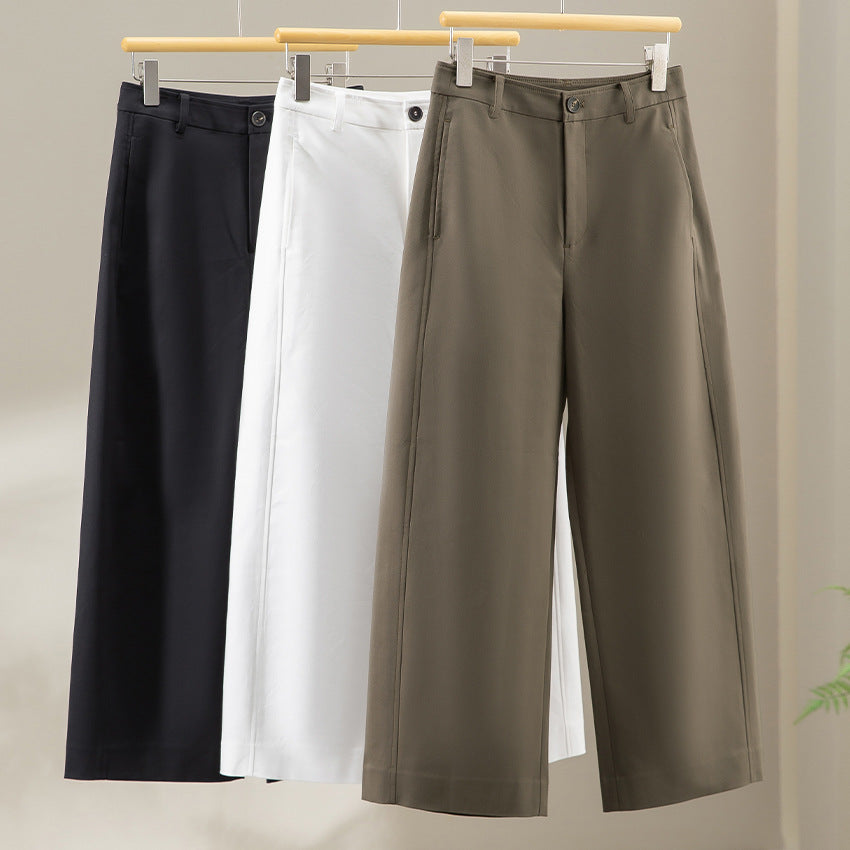Women's Wide Culotte Pants with High Waist, Press Fold, and Straight Leg Chichicherry