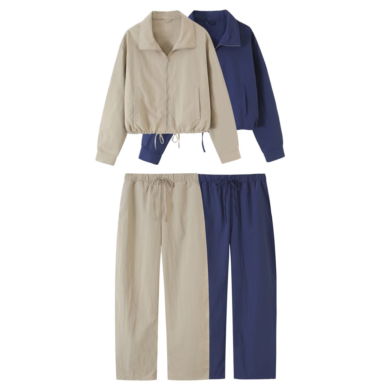 Women's high-waisted loose linen-look pants with drawstring waistband Chichicherry