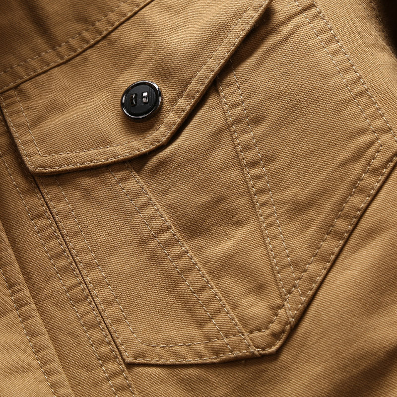 Men's sturdy canvas bomber jacket with epaulettes, flap pockets, and ribbed cuffs Chichicherry