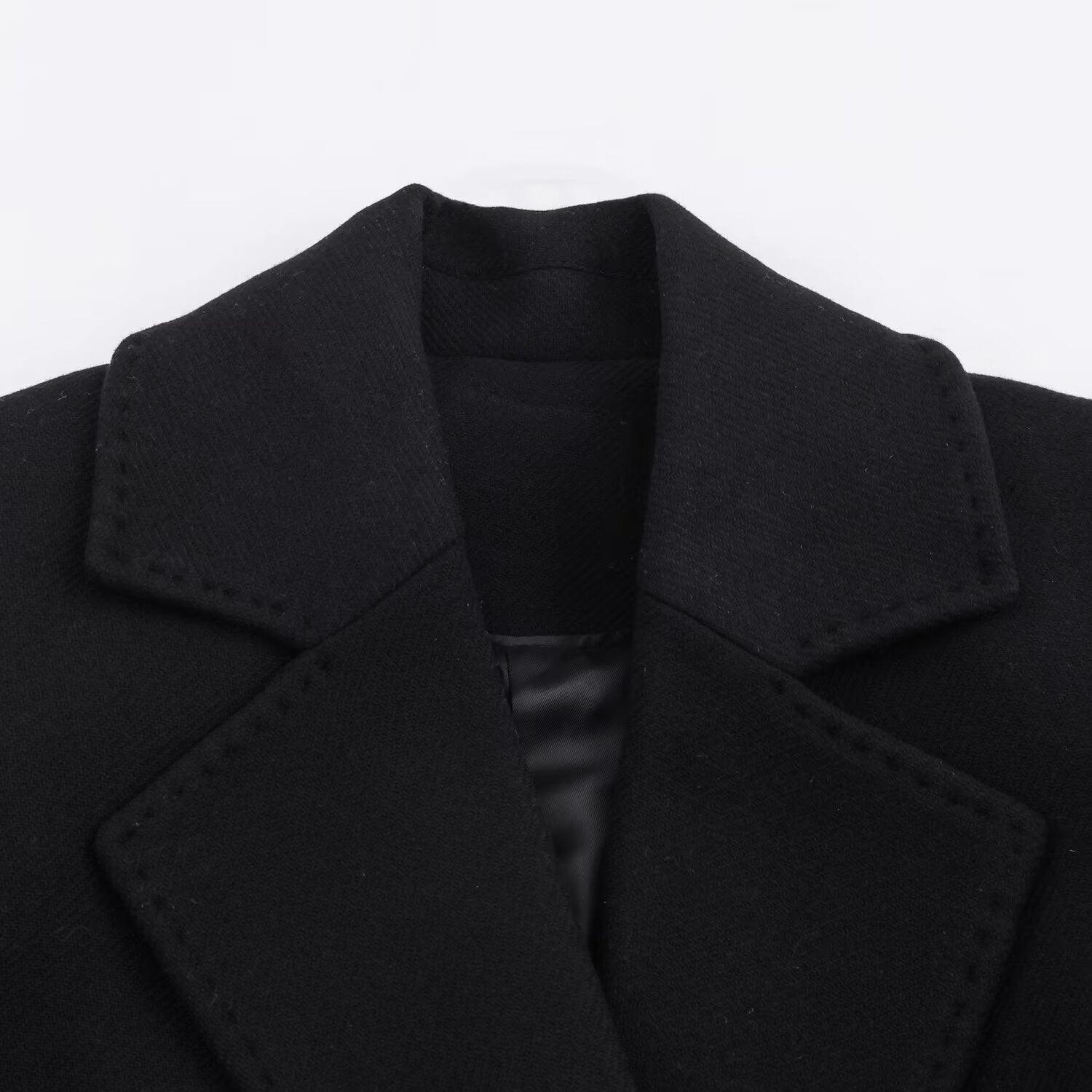 Women Longline Coat with Wide Lapel and Tied Belt Chichicherry