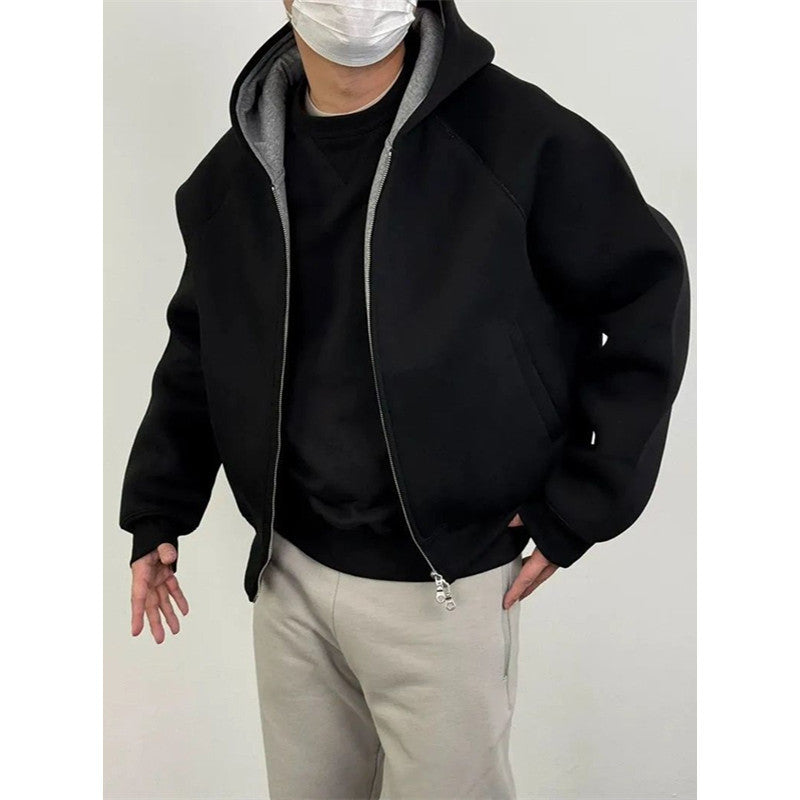 Men's Oversized Hooded Sweat Jacket made of heavy French Terry with Two-Way Zipper Chichicherry