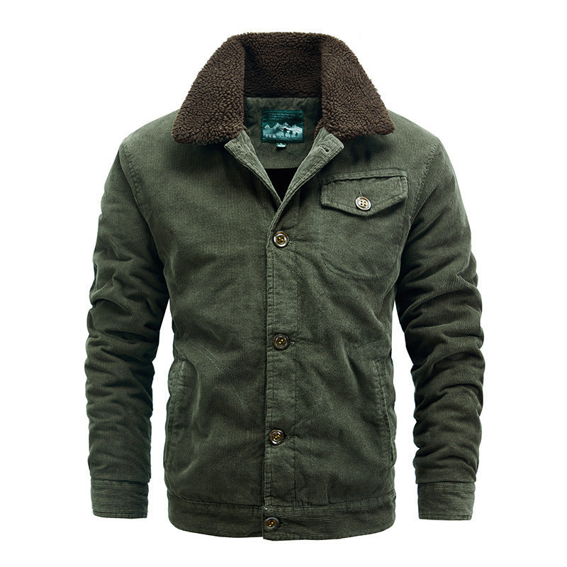 Men's cord worker jacket with teddy lining, sherpa collar and patch chest pocket Chichicherry