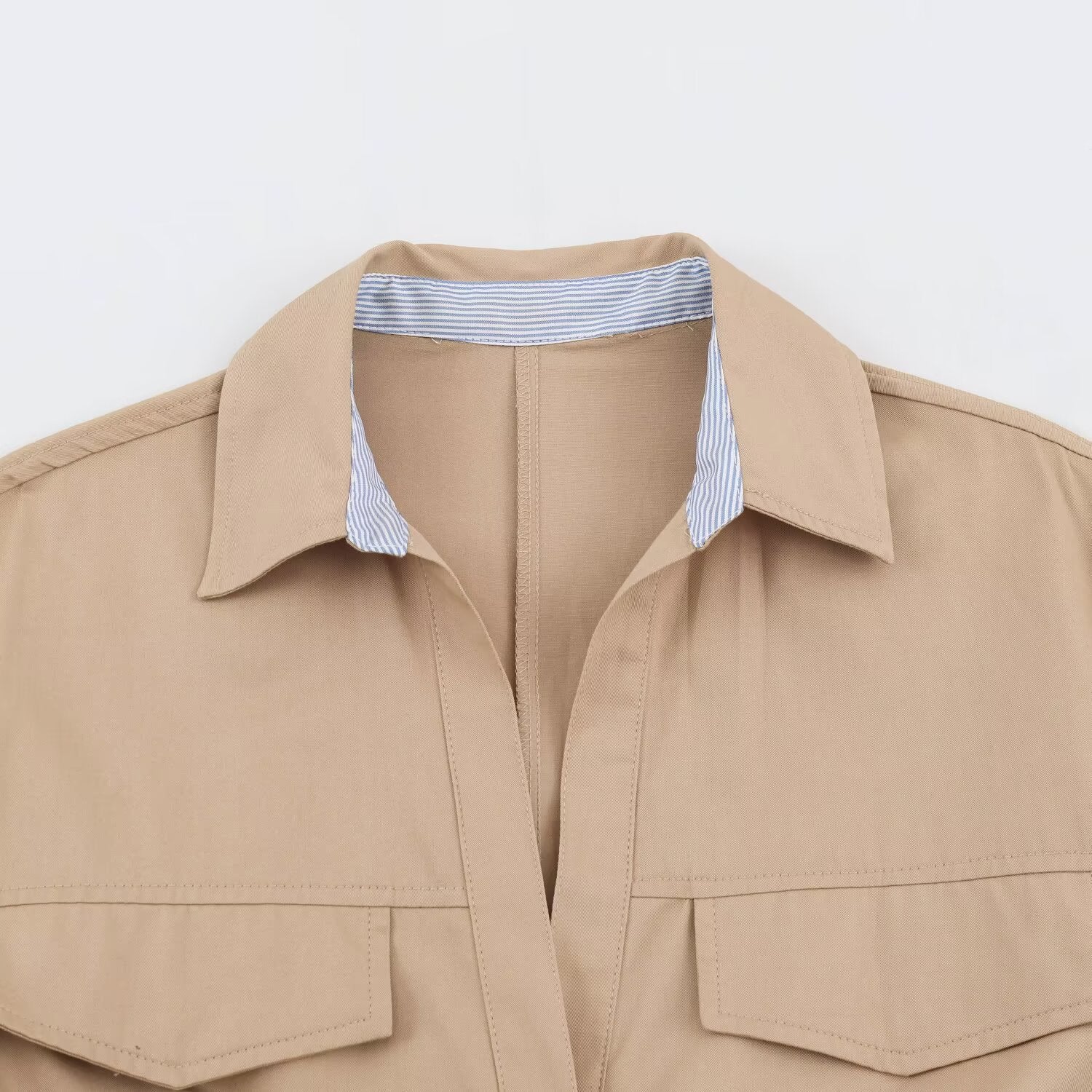 Women's shirt blouse midi dress with belted waist and turn-up sleeves Chichicherry