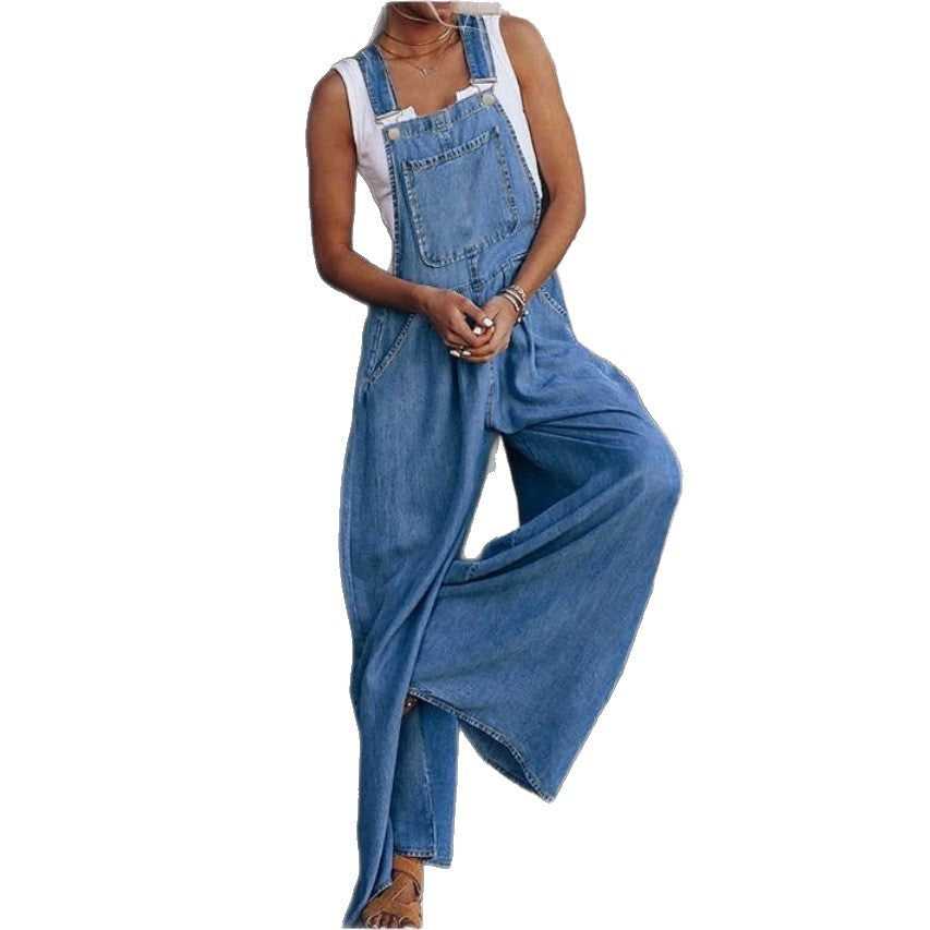 Ladies Wide Denim Overall in Palazzo Style Chichicherry