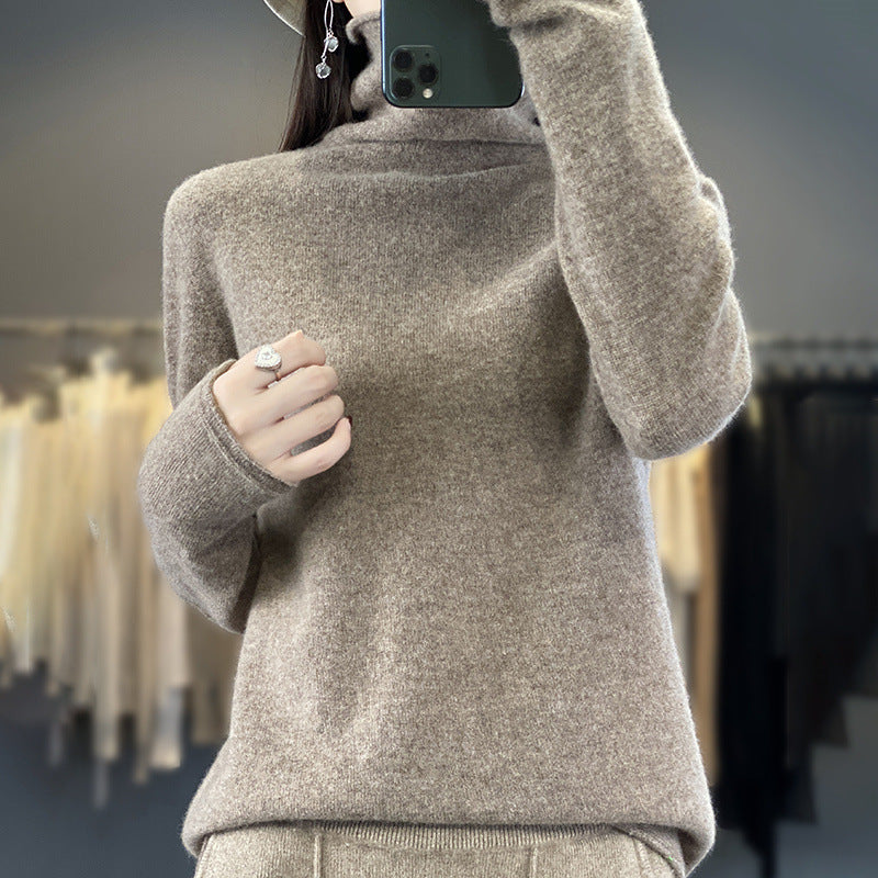 Women's Soft Fine Knit Roll Neck Sweater with Cashmere-Like Feel and Extended Cuffs Chichicherry
