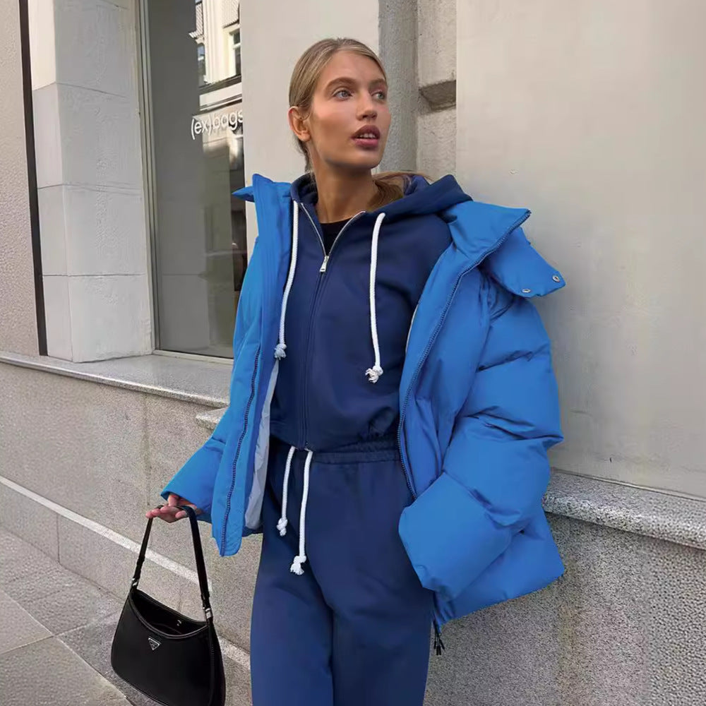Damen Oversize Steppjacke mit Kapuze und wattierter Thermofüllung Chichicherry