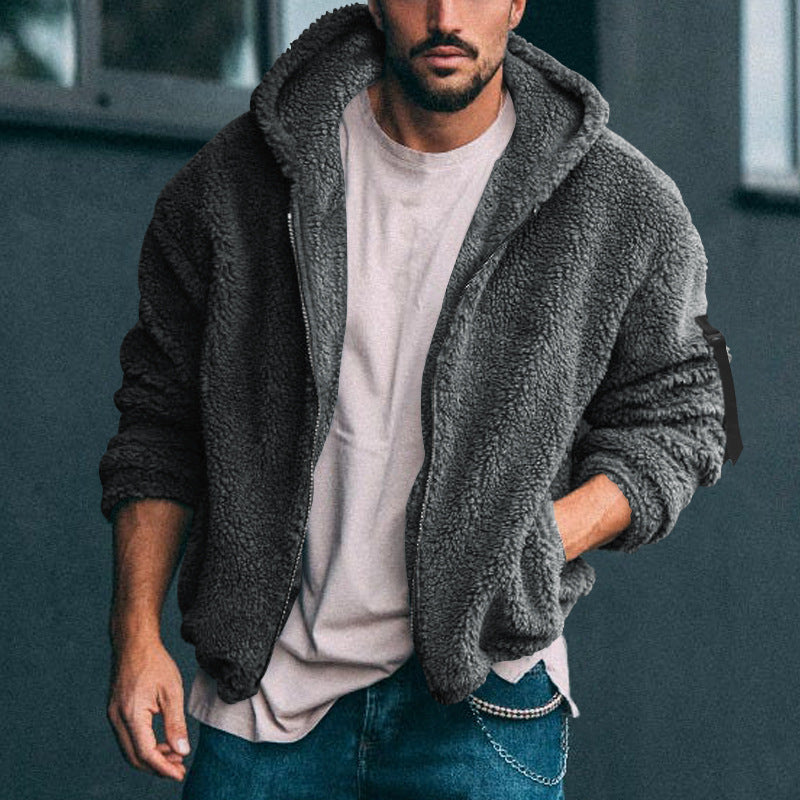 Men's Padded Fleece Hoodie with Teddy Finish, Zipper and Side Pockets Chichicherry