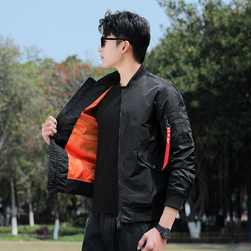 Men's nylon flight jacket with luminous inner lining and utility arm pocket Chichicherry